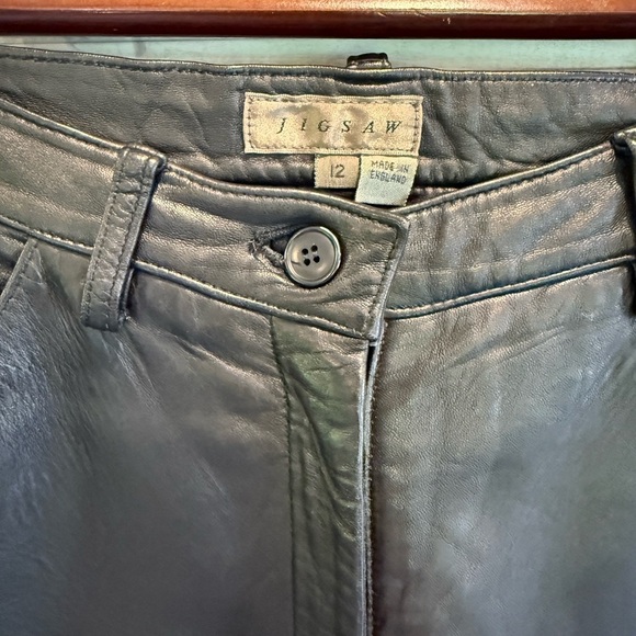 Jigsaw Charcoal Leather Trousers - Picture 3 of 3